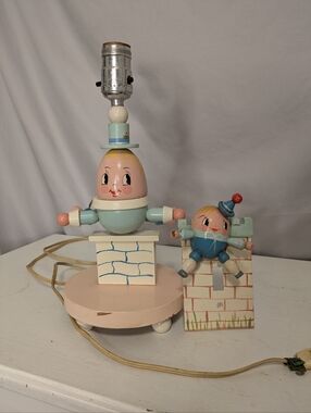 Vintage Humpty Dumpty Nursery Lamp And Light Switch Cover Painted Wood